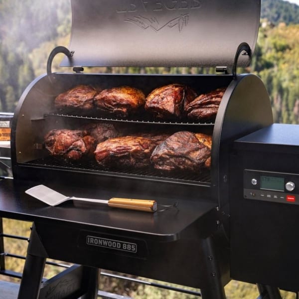 Traeger Ironwood 885 pellet grill available at Burns Feed Store